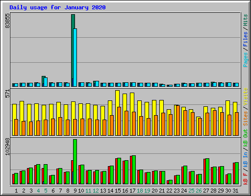 Daily usage for January 2020